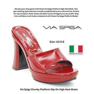 Via Spiga Chunky Platform Slip On High Heel Mules: Size 8 B